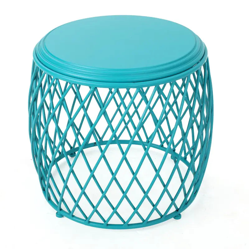 Table d'appoint ronde en fer à treillis de 19 pouces