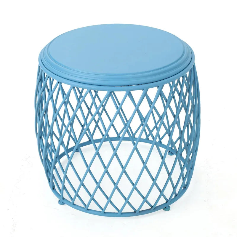 Table d'appoint ronde en fer à treillis de 19 pouces