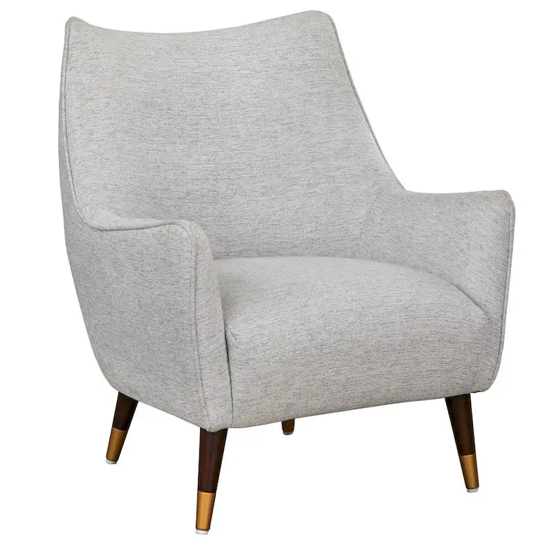 Fauteuil d'appoint dossier incurvé – Tissu d'ameublement avec pieds en noyer biseautés