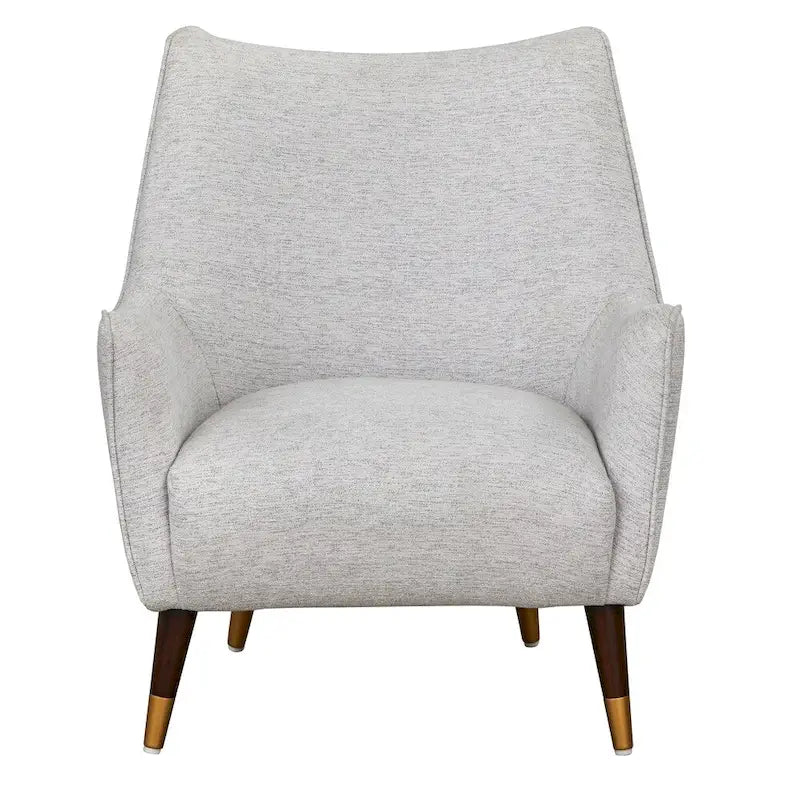 Fauteuil d'appoint dossier incurvé – Tissu d'ameublement avec pieds en noyer biseautés