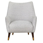 Fauteuil d'appoint dossier incurvé – Tissu d'ameublement avec pieds en noyer biseautés