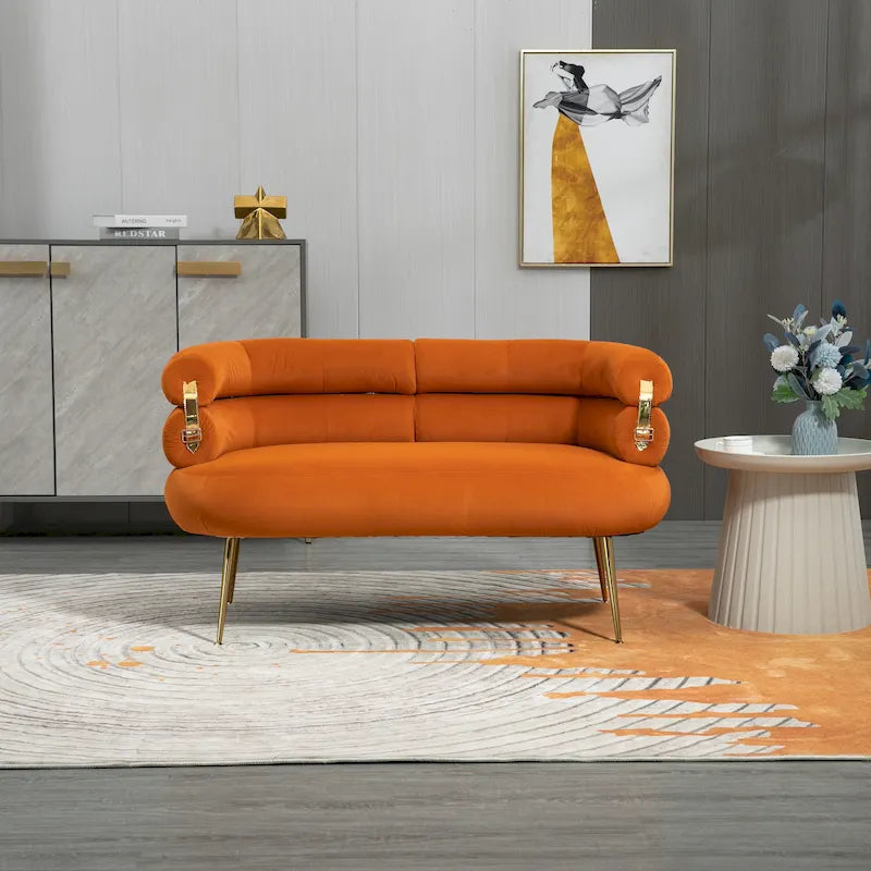 Fauteuil d'appoint en velours avec pieds en métal