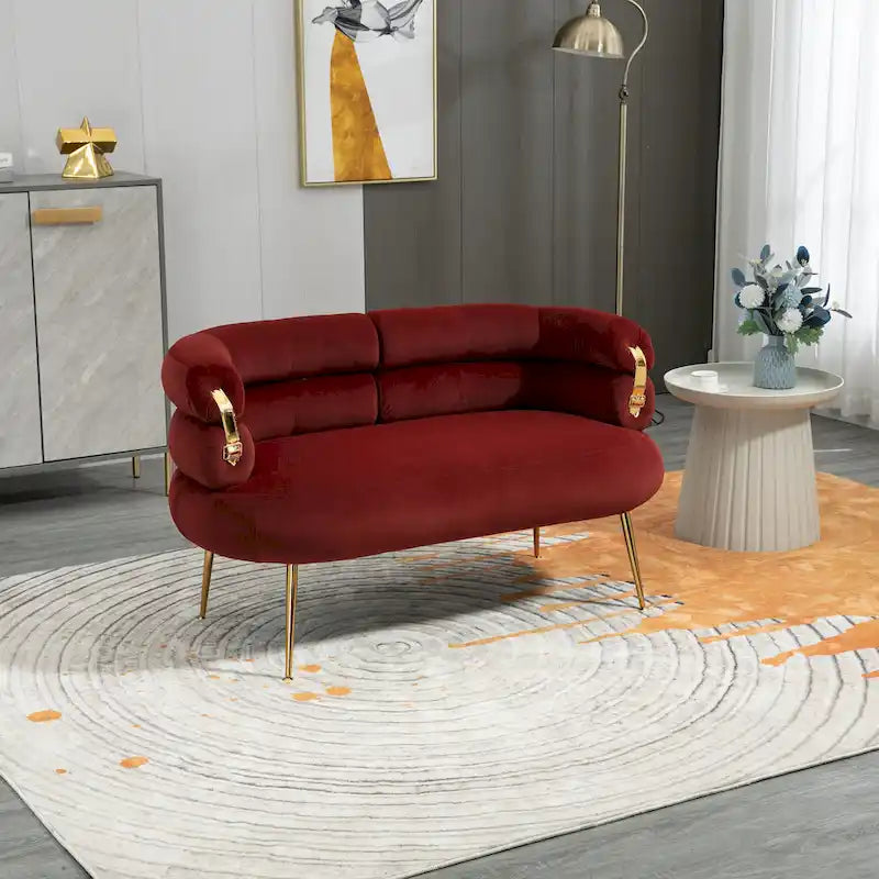 Fauteuil d'appoint en velours avec pieds en métal