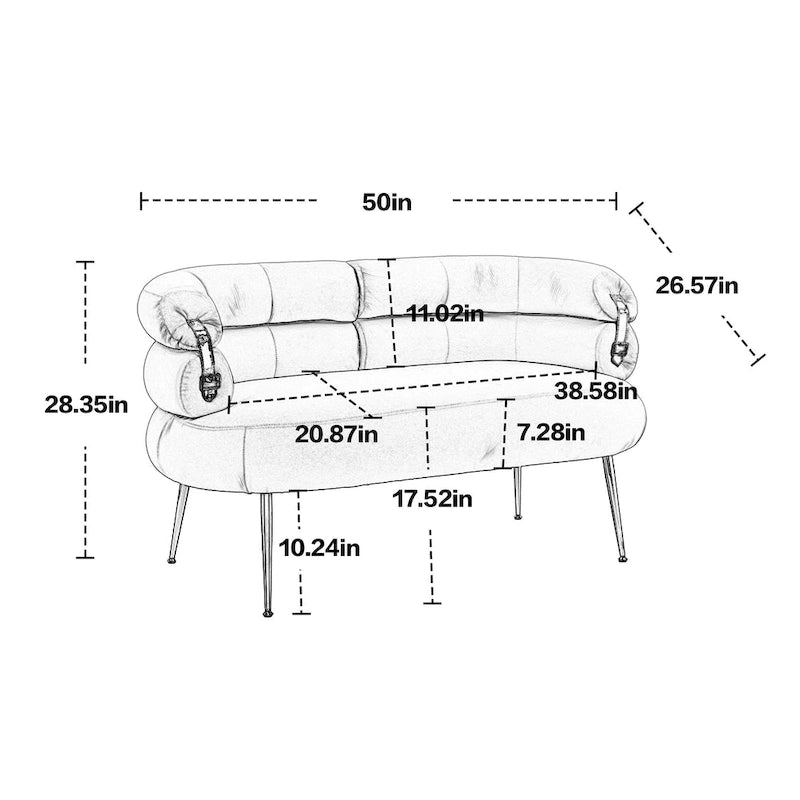Fauteuil d'appoint en velours avec pieds en métal