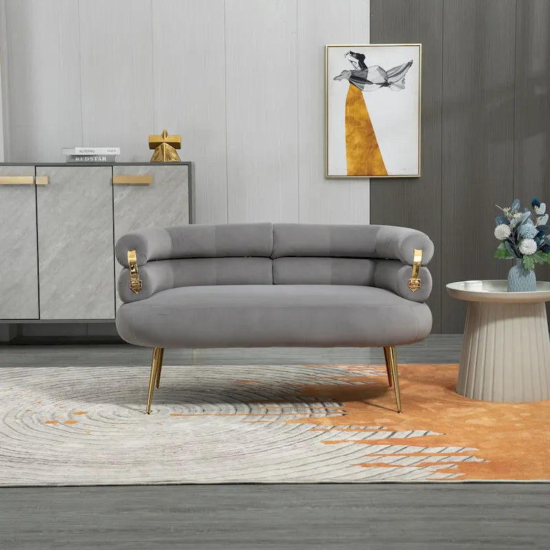 Fauteuil d'appoint en velours avec pieds en métal
