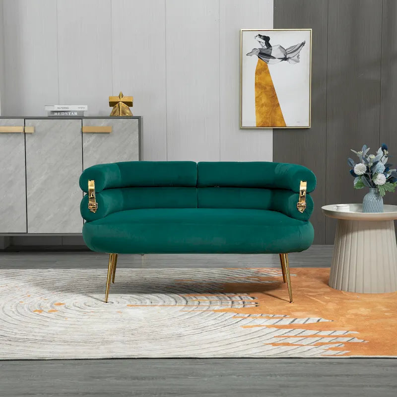 Fauteuil d'appoint en velours avec pieds en métal