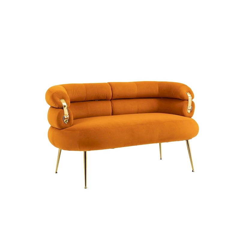 Fauteuil d'appoint en velours avec pieds en métal