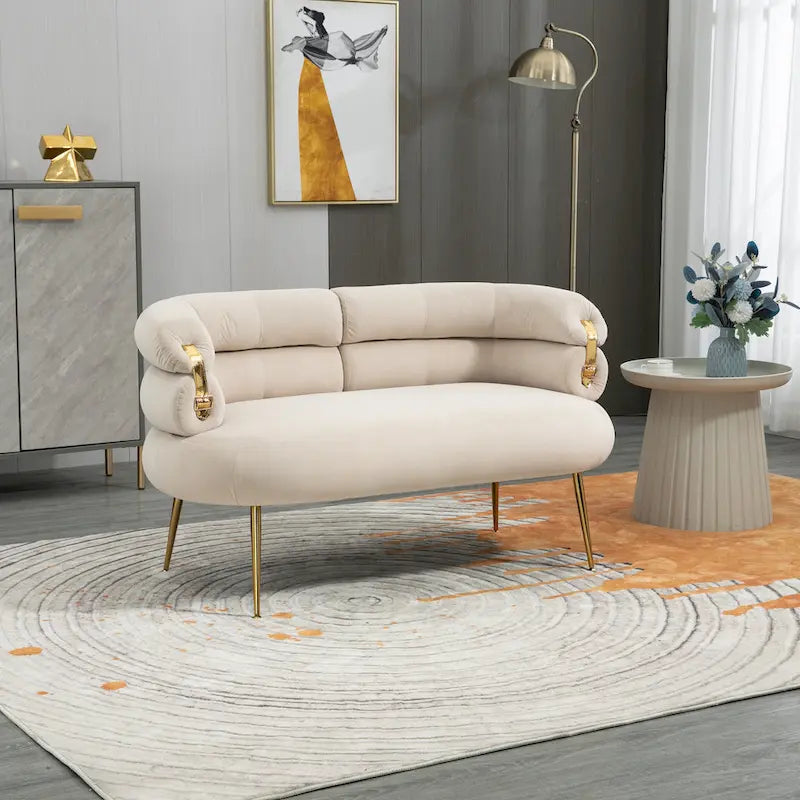 Fauteuil d'appoint en velours avec pieds en métal