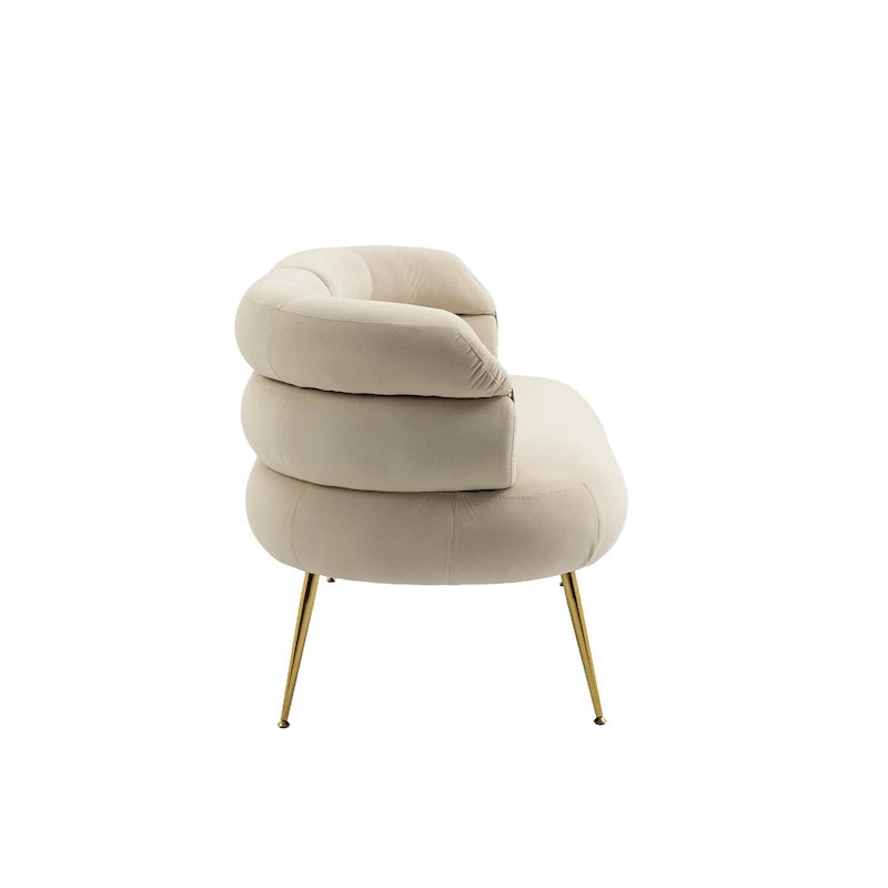 Fauteuil d'appoint en velours avec pieds en métal