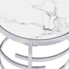 Table d'appoint ronde avec plateau en pierre frittée et cadre en métal