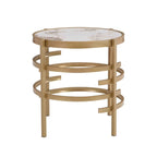 Table d'appoint ronde avec plateau en pierre frittée et cadre en métal