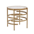 Table d'appoint ronde avec plateau en pierre frittée et cadre en métal