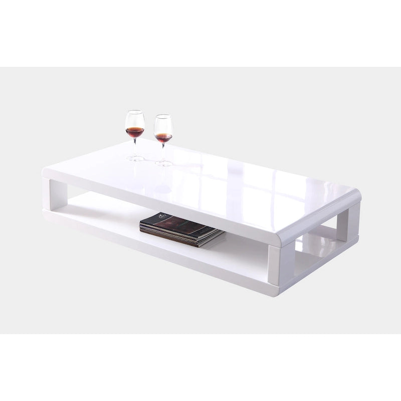 Table basse moderne laquée blanche 120 cm