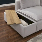 Console de rangement contemporaine gris clair en tissu de 43 pouces