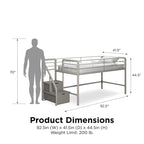 Lit mezzanine double junior avec marches de rangement
