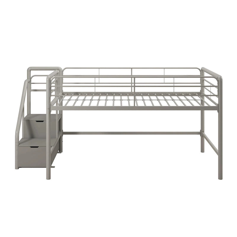 Lit mezzanine double junior avec marches de rangement