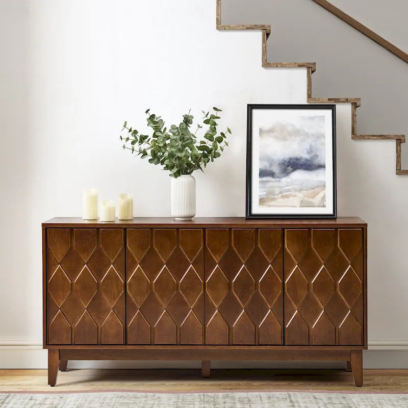 Buffet moderne du milieu du siècle de 152 cm avec étagères réglables