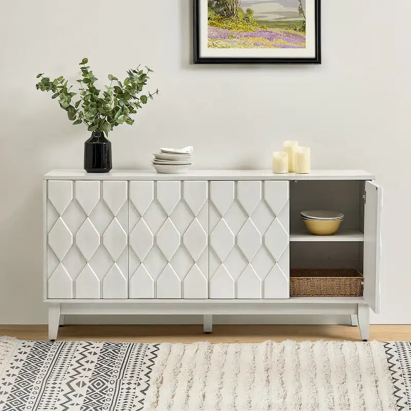 Buffet moderne du milieu du siècle de 152 cm avec étagères réglables