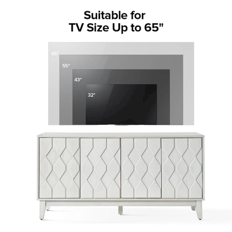 Buffet moderne du milieu du siècle de 152 cm avec étagères réglables