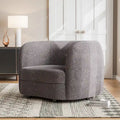 Fauteuil d'appoint moderne en bouclette avec accoudoirs incurvés, assise de style haricot et pieds ronds en bois