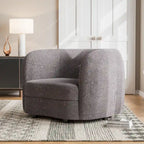 Fauteuil d'appoint moderne en bouclette avec accoudoirs incurvés, assise de style haricot et pieds ronds en bois