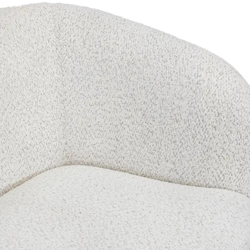 Fauteuil d'appoint moderne en bouclette avec accoudoirs incurvés, assise de style haricot et pieds ronds en bois