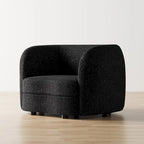 Fauteuil d'appoint moderne en bouclette avec accoudoirs incurvés, assise de style haricot et pieds ronds en bois