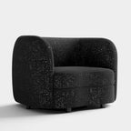 Fauteuil d'appoint moderne en bouclette avec accoudoirs incurvés, assise de style haricot et pieds ronds en bois
