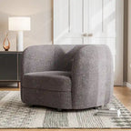 Fauteuil d'appoint moderne en bouclette avec accoudoirs incurvés, assise de style haricot et pieds ronds en bois