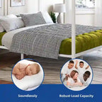 Cadre de lit plateforme baldaquin en métal blanc King Size