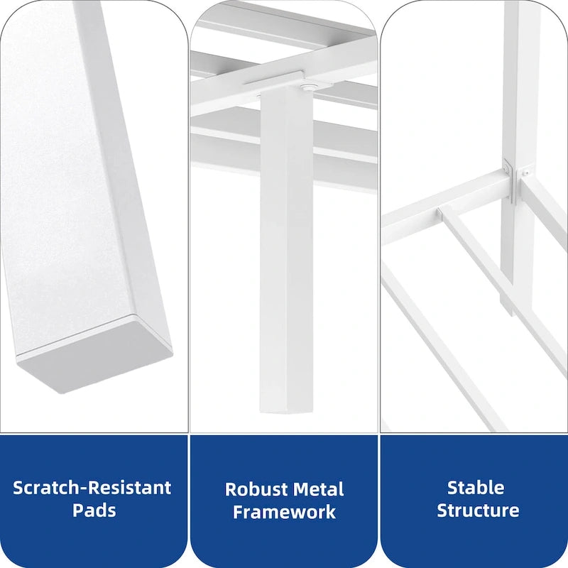 Cadre de lit plateforme baldaquin en métal blanc King Size