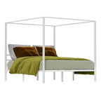 Cadre de lit plateforme baldaquin en métal blanc King Size