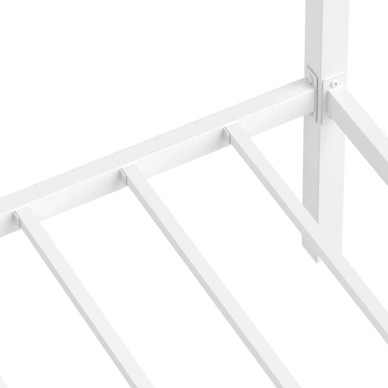 Cadre de lit plateforme baldaquin en métal blanc King Size