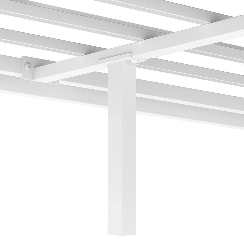 Cadre de lit plateforme baldaquin en métal blanc King Size
