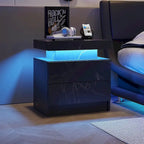 Table de chevet 2 tiroirs avec lumières LED