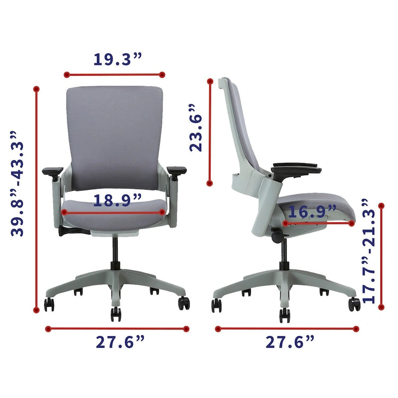 Chaise de bureau ergonomique réglable en hauteur – Tissu gris