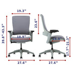 Chaise de bureau ergonomique réglable en hauteur – Tissu gris