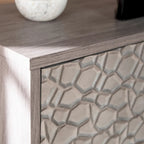 Meuble TV avec cheminée électrique en bois gris contemporain