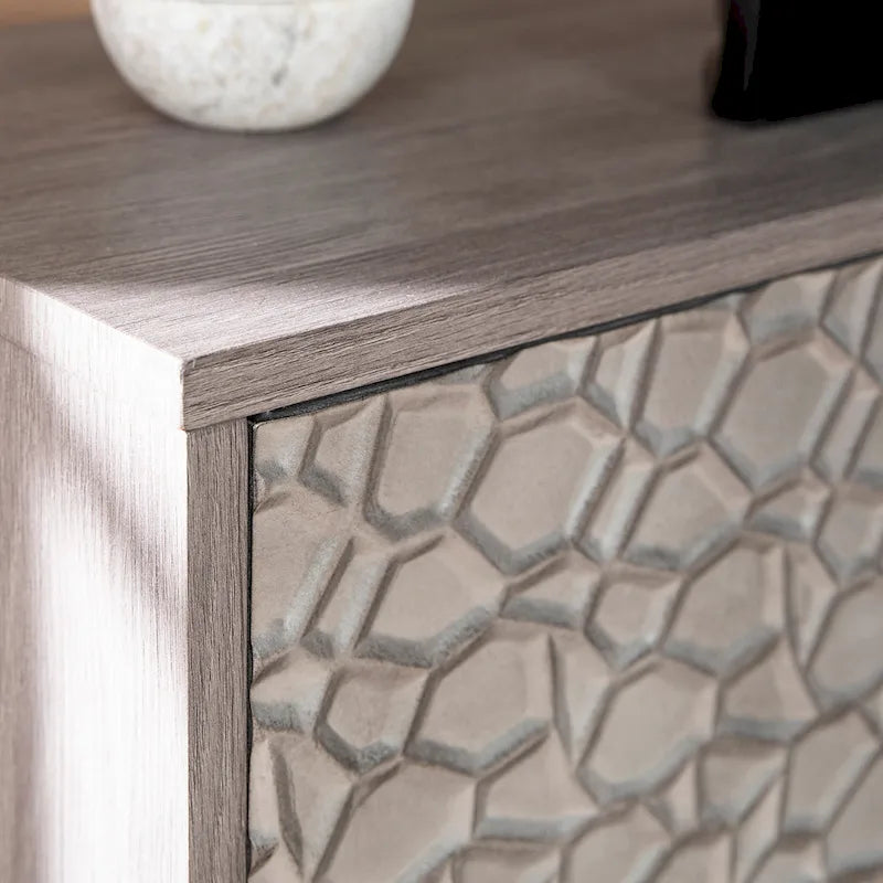 Meuble TV avec cheminée électrique en bois gris contemporain