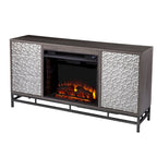 Meuble TV avec cheminée électrique en bois gris contemporain
