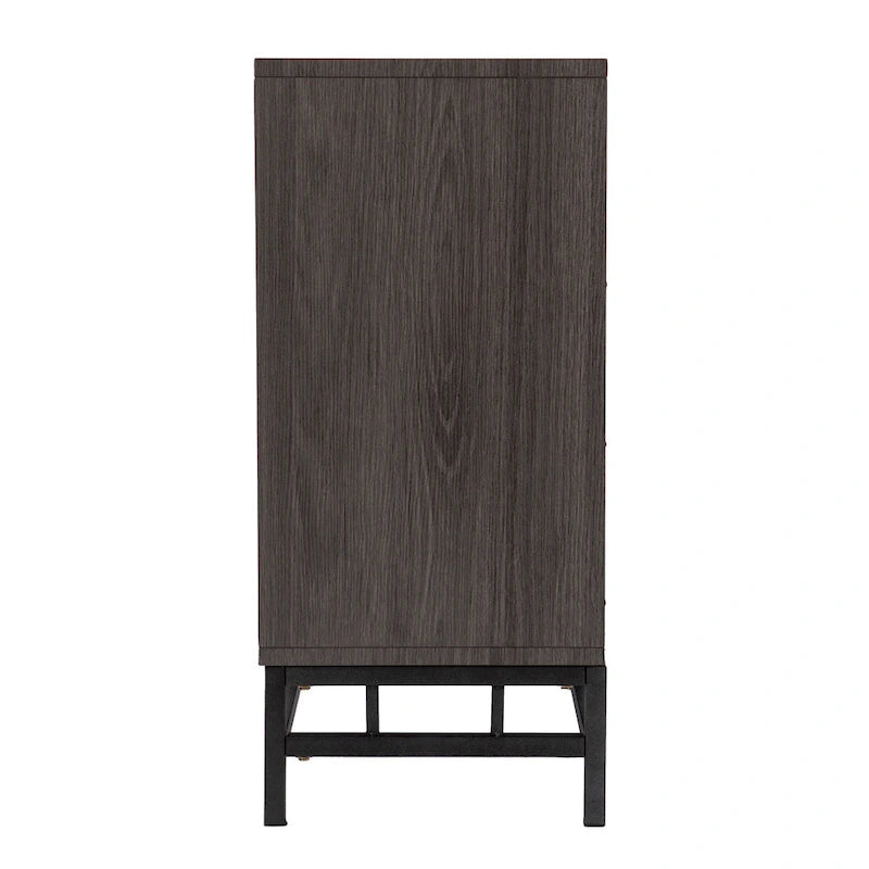 Meuble TV avec cheminée électrique en bois gris contemporain