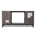 Meuble TV avec cheminée électrique en bois gris contemporain