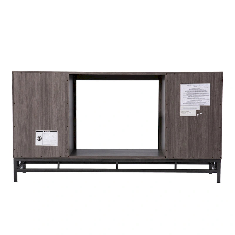 Meuble TV avec cheminée électrique en bois gris contemporain