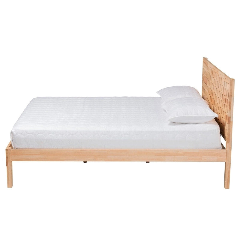 Lit plateforme sculpté en nid d'abeille – Bois naturel