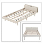 Cadre de lit plateforme en bois pour lit jumeau avec port de chargement USB