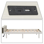 Cadre de lit plateforme en bois pour lit jumeau avec port de chargement USB