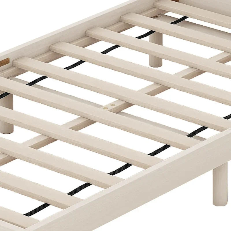 Cadre de lit plateforme en bois pour lit jumeau avec port de chargement USB