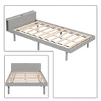 Cadre de lit plateforme en bois pour lit jumeau avec port de chargement USB