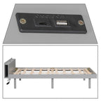 Cadre de lit plateforme en bois pour lit jumeau avec port de chargement USB