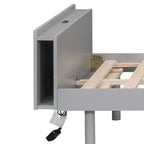 Cadre de lit plateforme en bois pour lit jumeau avec port de chargement USB